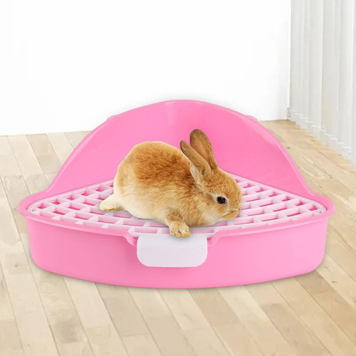 Caja De Arena De Conejito Triangular Para Esquina De Rosado