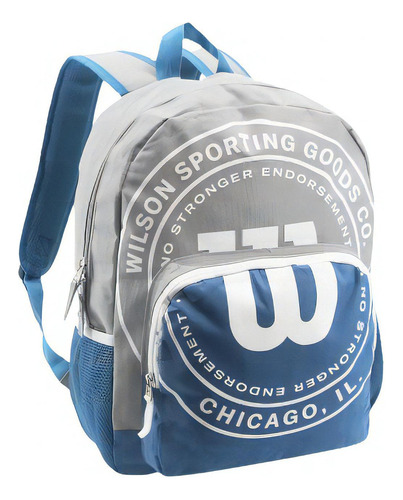 Mochila Wilson Urbano Porta Notebook Escolar Deporte Viajes Color Gris/azul Diseño De La Tela Liso