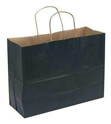 Bolsa De Compras Grande De Papel En Negro, 16 X 6 X 12 Pulga