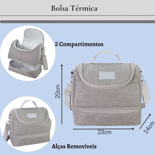Imagem 4 de 8 de Lancheira Bolsa Térmica Dupla E Pote Marmita 2 Divisórias Nf