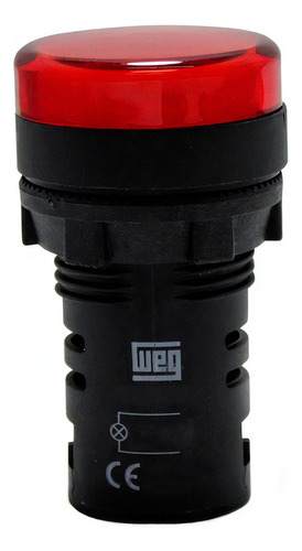 Sinaleiro Monobloco Plástico Vermelho 24vca/cc Led Ip65 22mm