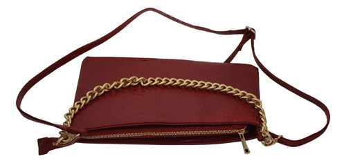 Cartera Mujer Muñequera Piel Charol Cadena Dorada Dama