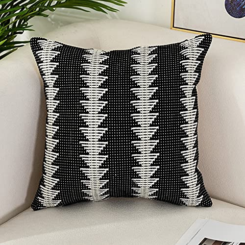 Funda De Almohada Geométrica Blanco Y Negro Estilo Gra...