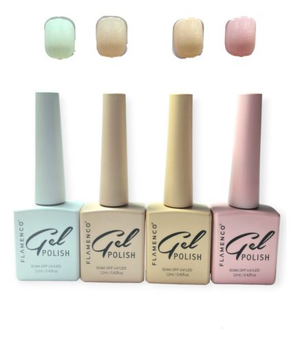Pack 4 Esmaltes Permanente Base Francesa Flamenco 12ml