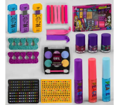 Set Decoración Uñas Para Niñas Con Tiza Para Cabello Labial