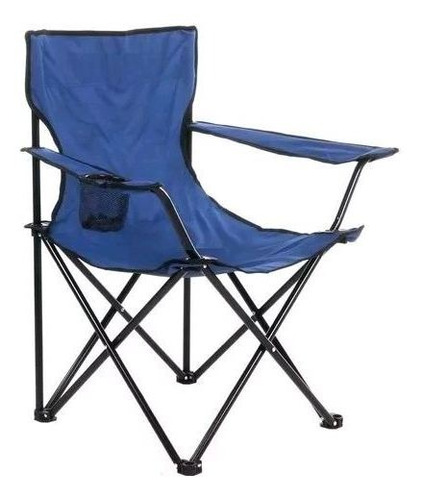 Imagen 2 de 7 de Silla Director Camping Apoyabrazo Porta Vaso Bolso Azul Iael