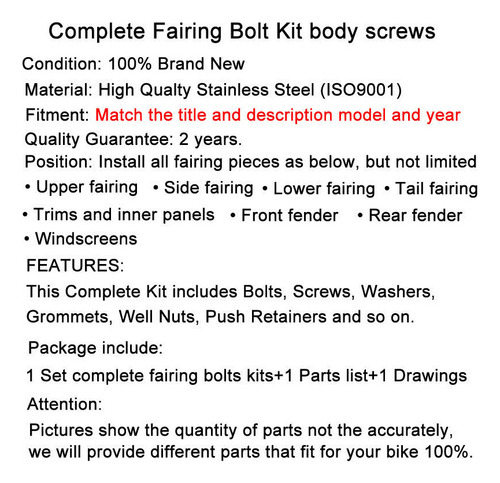 Para Honda Cbr1000rr Kit De Parafusos De Serviço Completo