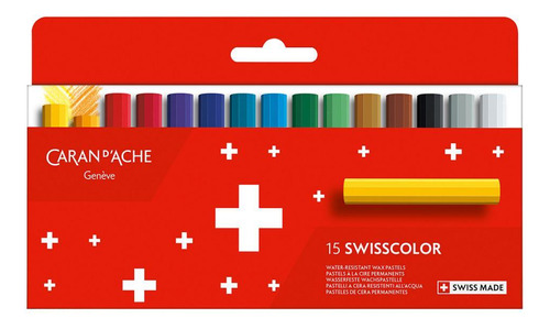 Pastel Oleoso Permanente Caran D Ache Swisscolor 15 Cores