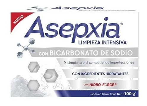 Asepxia Jabón En Barra Bicarbonato Hidro Force 100gr