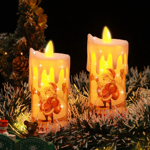 Haidoliang 2 Pcs Velas Led En Llamas Led De Navidad, Velas D