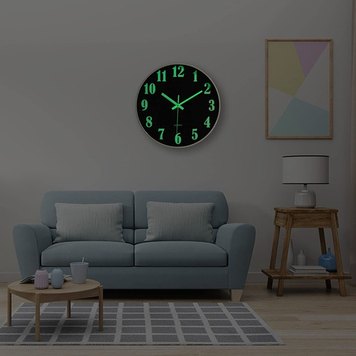 - . Reloj De Pared Moderno Con Luz Nocturna, Reloj De Pared