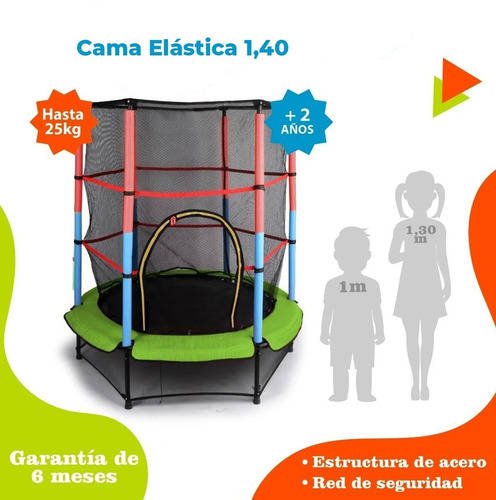 Imagen 2 de 8 de Cama Elastica Juego Plaza Red Reforzada 1,40 M Premium Dadaa