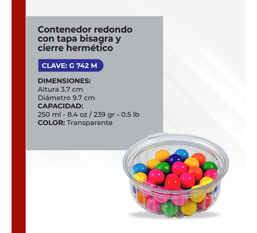 Molde Desechable Para Postres Con Tapa 250 Ml 10x4cm 200 Pz Transparente