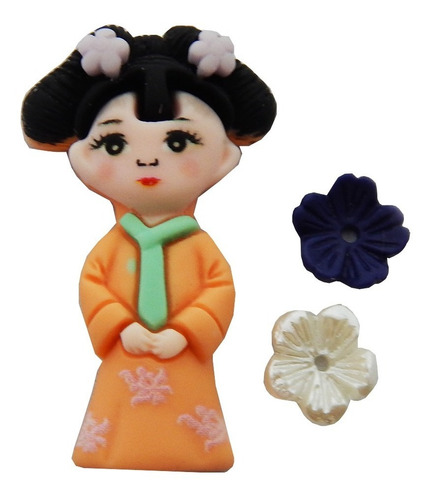 Encantadores Dijes Kawaii Geishas De 3cm Alt Decoracion Uñas