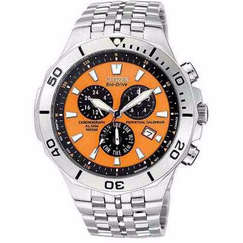 Relogio Citizen Eco Drive Em Aço Fundo Laranja Bl8043-51e