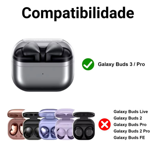 Capa Capinha Case Para Galaxy Buds3 Buds3 Pro Com Mosquetao