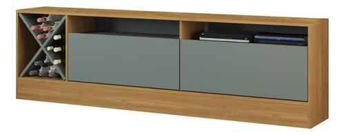 Rack Para Tv 65 Pol. 200 X 46 Cm Mdp Cor Carvalho Dakar e Cinza Vulcano