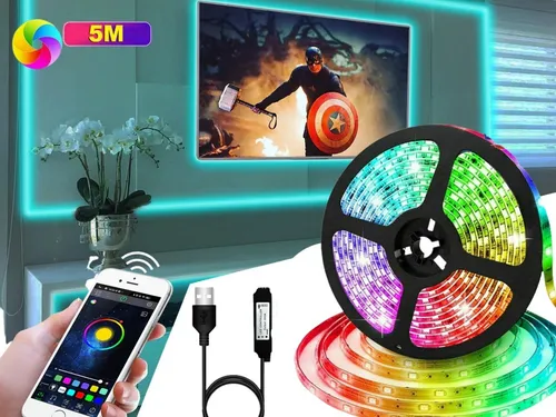 comprar Fita Led Usb Colorida Rgb Controle Pelo App Para Tv 5 Metros Cor da luz Rgb colorido Tensão de operação : DC 5v 1a via USB 110Vu002F220V