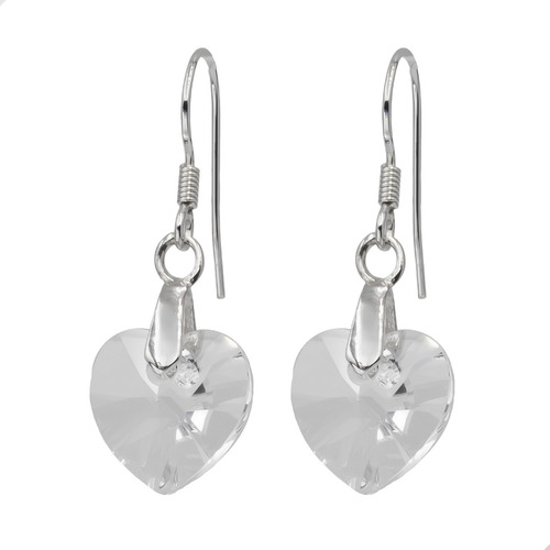 Aros Corazón Punto De Luz Clear White Plata 925 | M165