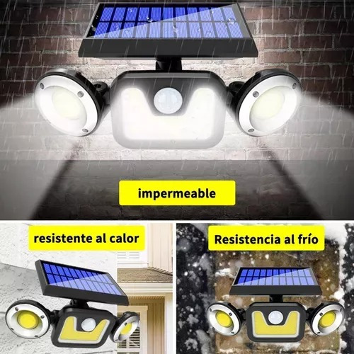 Lámpara Solar Exterior Led Con Sensor De Movimiento 90 Led Negro