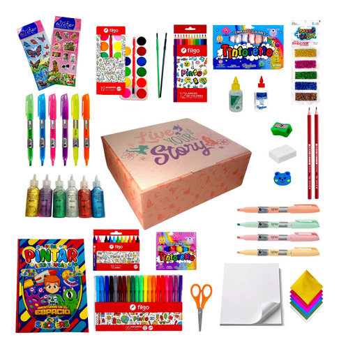Caja Box Completa Arte Dibujo Kit Escolar Premium Rm179