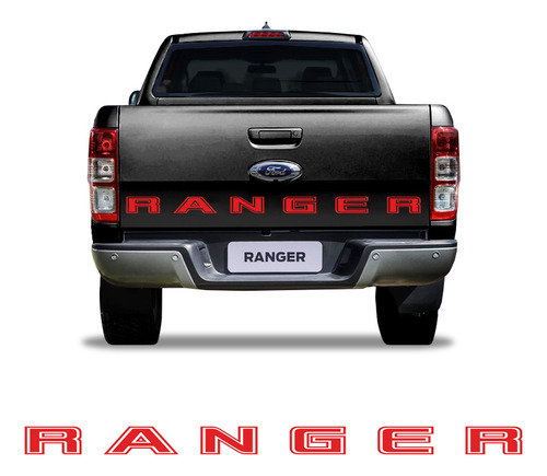 Faixa Traseira Ford Ranger 2020/22 Adesivo Caçamba Vermelho
