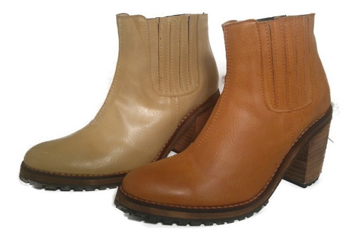 Bota Botineta Cuero Taco Foliado Modelo Perry Shoestore