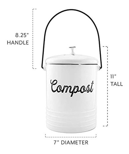 Auldhome Contenedor De Compost Con Esmalte Blanco, Compost D