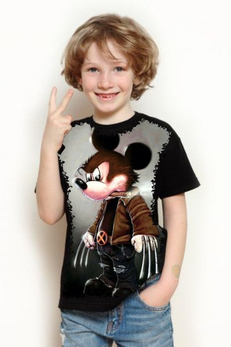 Camisa, Camiseta Criança 5%off Legal Mickey Wolverine Top