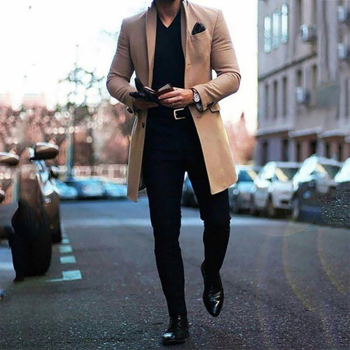 Gabardina Clásica For Hombre Chamarra Larga Informal De Mez