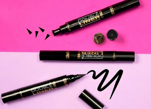 Imagen 2 de 10 de Delineador Sello Doble De Ojos Double Liner Negro Pink 21