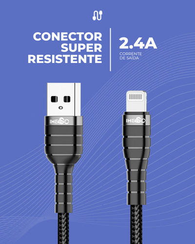 Cabo Imenso Ims-142 Usb-a Para Lightning 1m Nylon Trançado