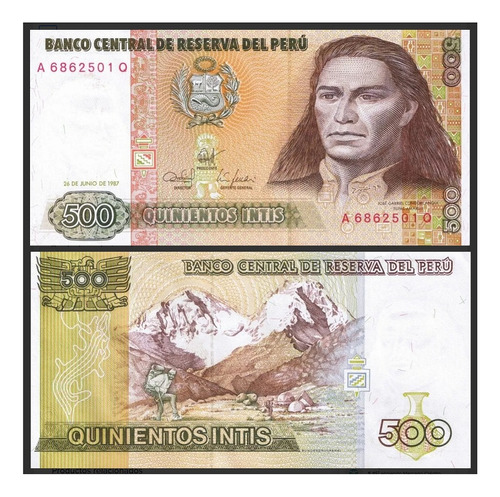 Grr-billete Perú 500 Intis 1987, Túpac Amaru I I Y Los Andes