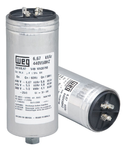 Capacitor 5.0 Kvar - 380v60hz - Parafuso - 91.8f - 10045951