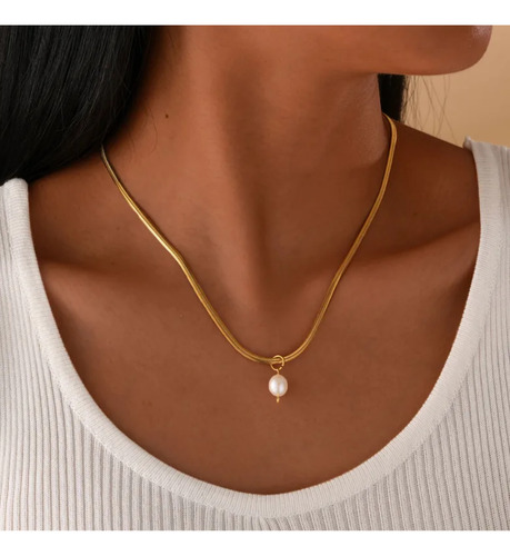 Collar De Mujer Geométrico Con Perla De Imitación Enchapado