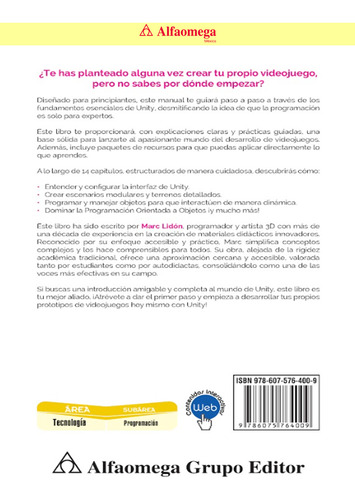 Unity 3d 2ed., De Marc Lidon. Editorial Alfaomega Grupo Editor, Tapa Blanda, Edición 2 En Español, 2025