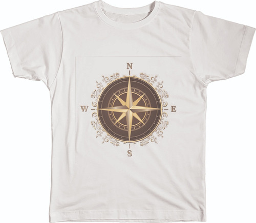 Camisa Camiseta Bússola De Ouro Norte Sul Polo Navio Viagem 