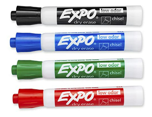 Expo 80074 Low-odor Dry Erase Markers, Chisel Tip, Assorted 