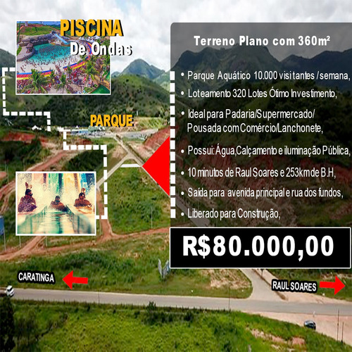 Vendo Terreno No Loteamento Minas Beach Parque Aquático - Raul Soares - M.g