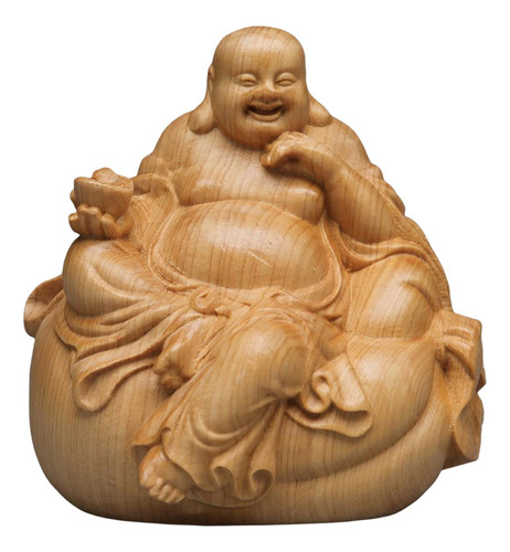 Estatua De Buda, Adorno De Madera, Escultura Artesanal,