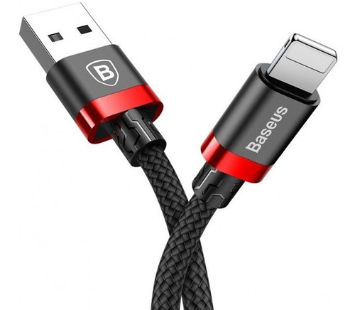 Cable USB-A A Lightning Reforzado Carga Rápida 3 Metros color rojo y negro