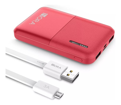 Power Bank Batería Externa Portátil 5000 Mah Doble Salida Color Rojo