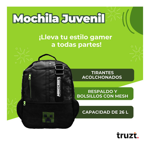 Mochila Juvenil Microsoft Minecraft 26 L