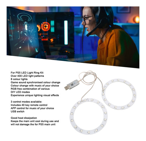 Imagen 9 de 10 de Barra De Luz Led Rgb Para Consola Ps5, Kit De Sincronización