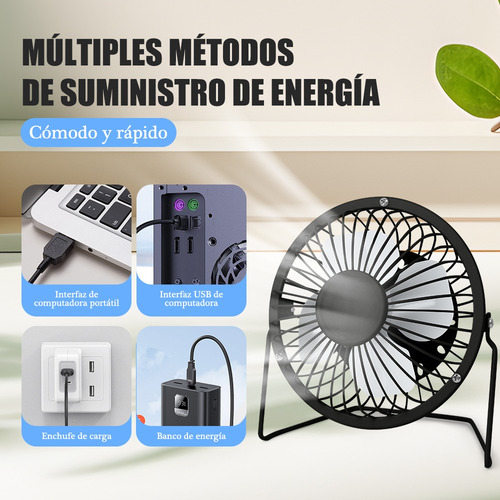 Ventilador De Escritorio Usb Pequeño Aspas De Metal 14cm