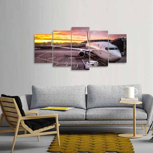 Marco de avión en mosaico con paisaje de avión de 5 piezas