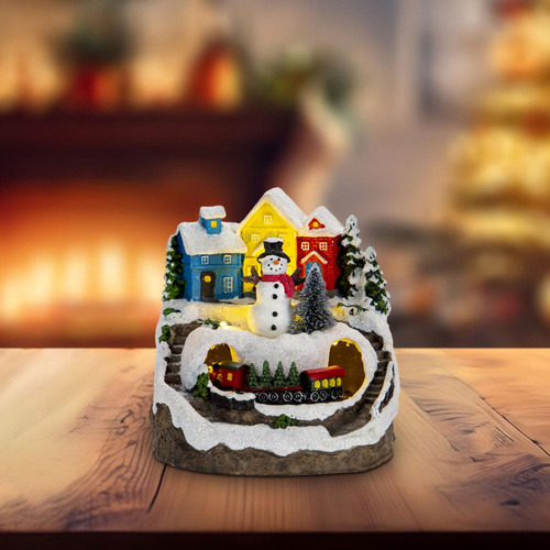 Figura De De Casa Navideña Con Luz Led, Paisaje En
