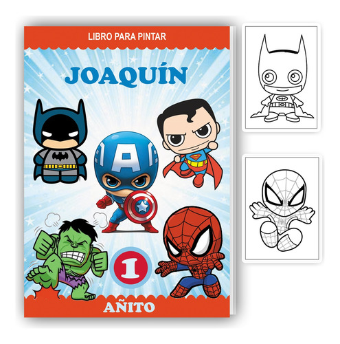 Kit Imprimir Libro Colorear Personalizado Mini Super Heroes