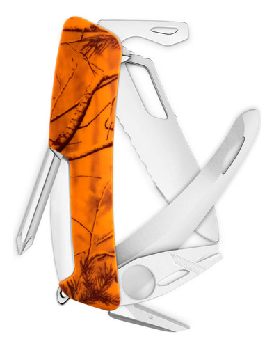 Navaja Swiza Hunting Single Hand Sh06 Tr-hutt 13 Funciones Color Naranja