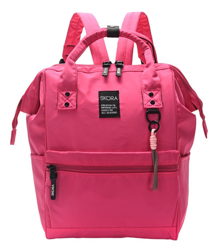 Mochila Boca De Pez Con Llavero Floria Skora Color Fucsia Diseño De La Tela Liso